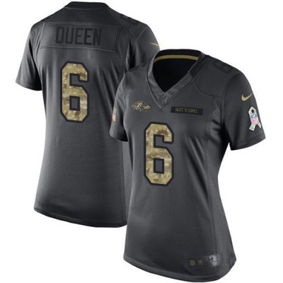 Nike Baltimore Ravens #6 Patrick Queen Black Women's Stitched NFL Limited 2016 Salute to Service Jersey